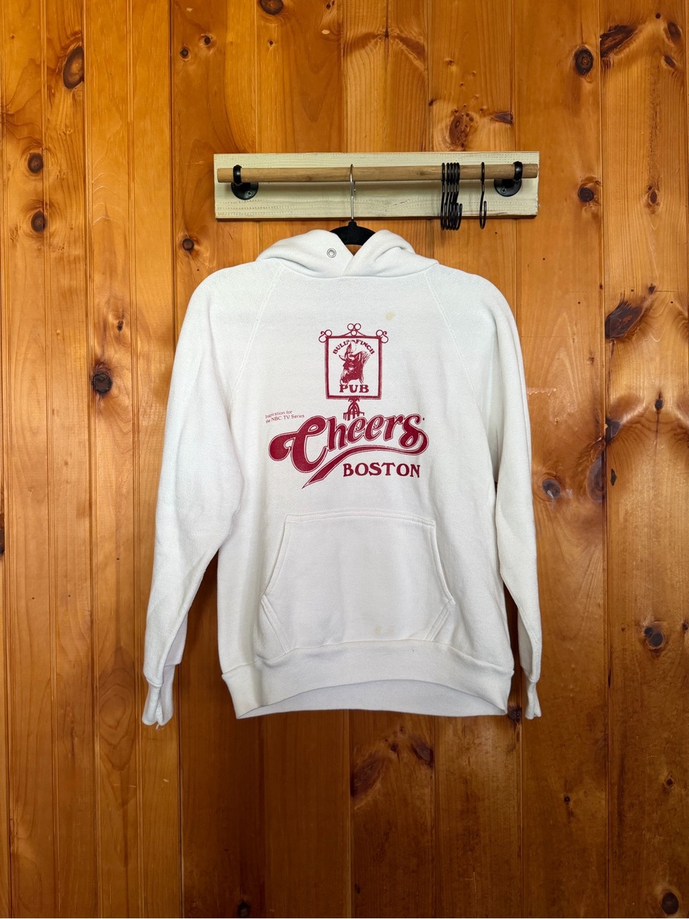 Vintage Cheers Boston White Hoodie Sweatshirt